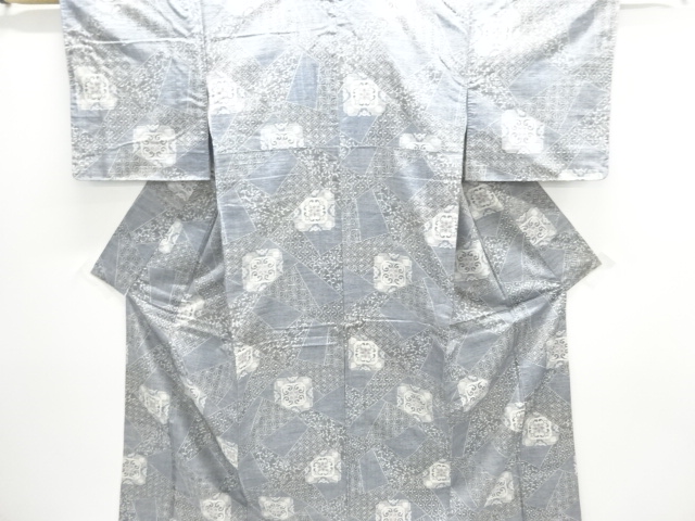 JAPANESE KIMONO / TSUMUGI / WOVEN FLOWER CREST